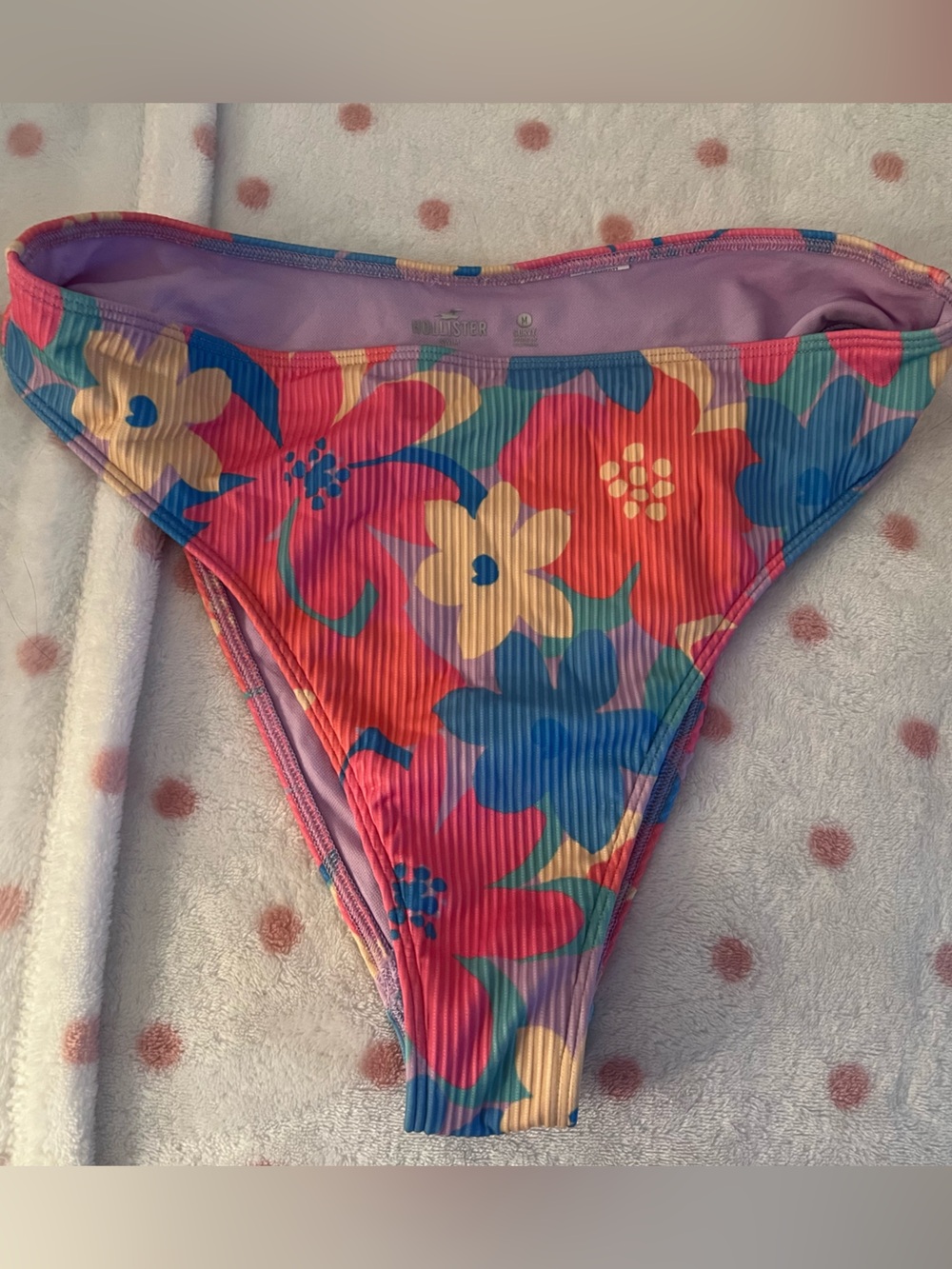 Curvy Hollister Floral Ribbed Bikini high cut Bottom - Bright Multicolor